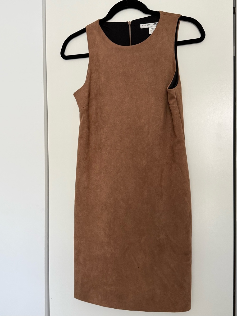 Necessary Objects Sleeveless Suede Sheath Dress in Brown